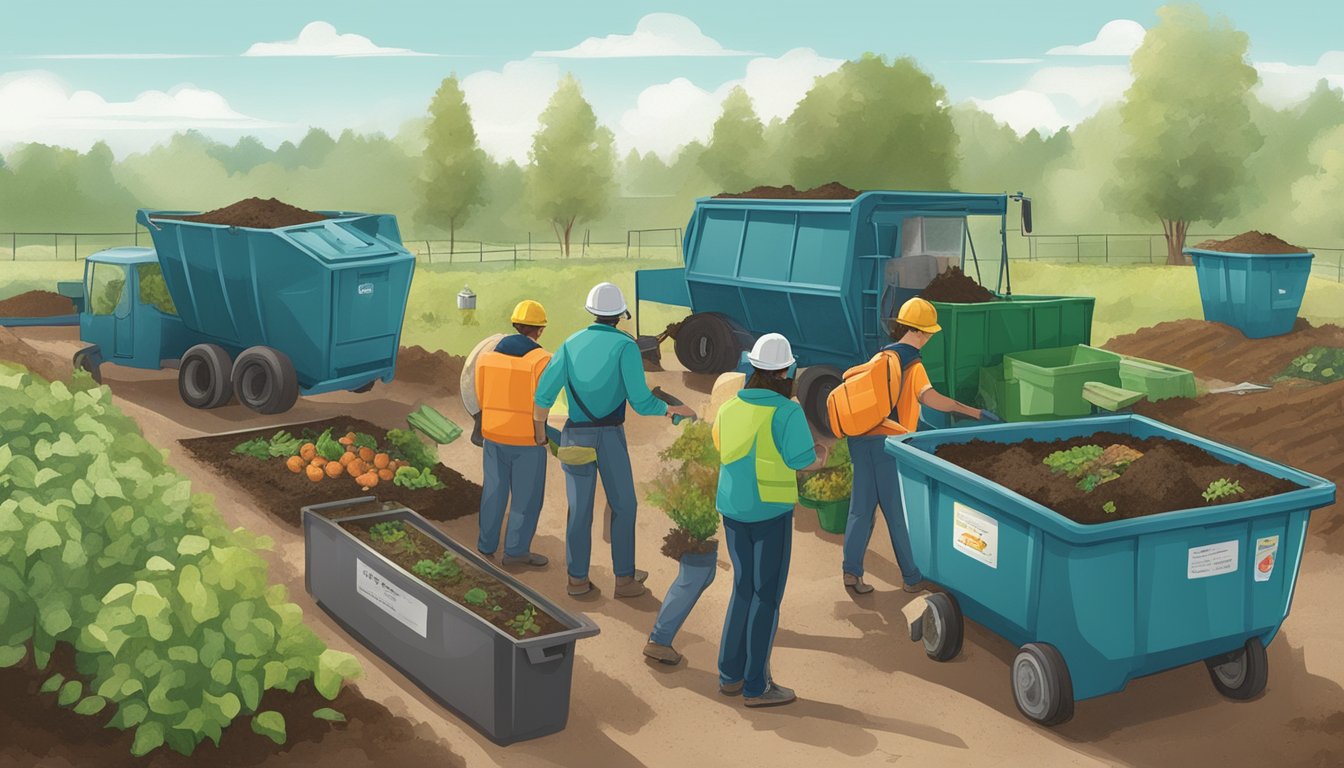 A group of people in Hillsboro, OR are working together to compost organic waste, using designated bins and following a specific process