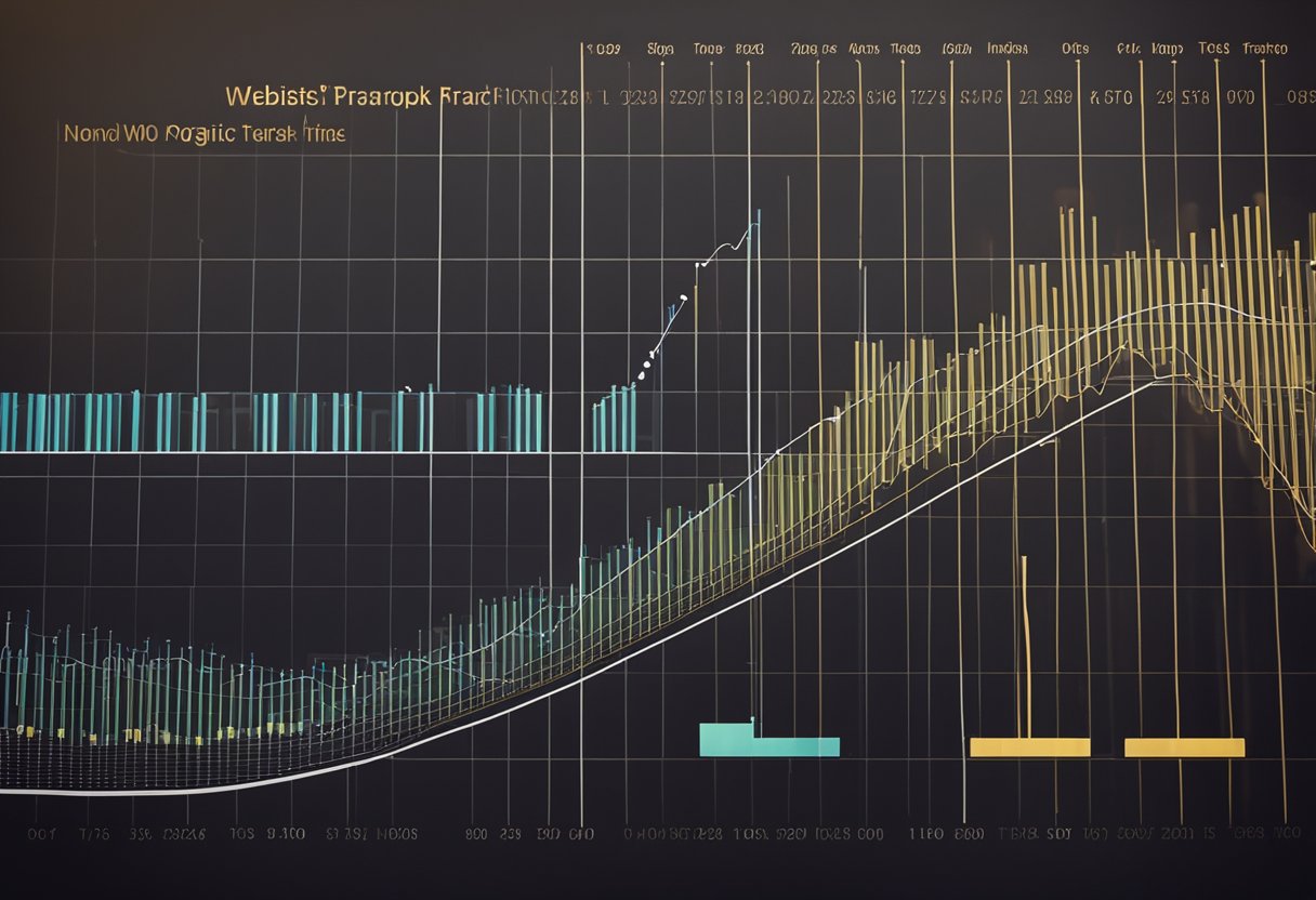 A bar graph showing a steady increase in organic website traffic over time, with a clear upward trend and labeled axes