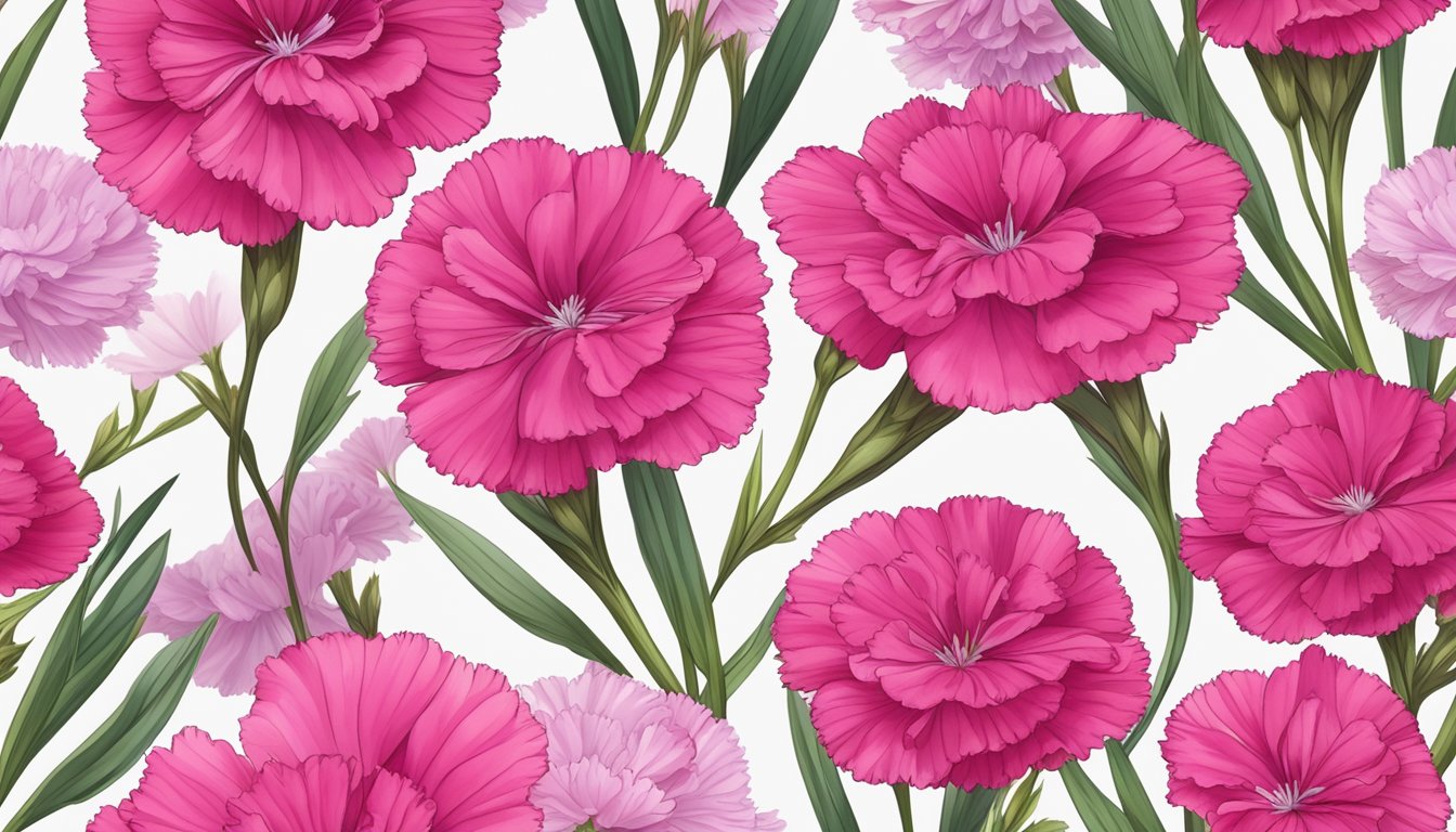 A colorful array of dianthus flowers arranged on a plate, showcasing their vibrant petals and delicate appearance