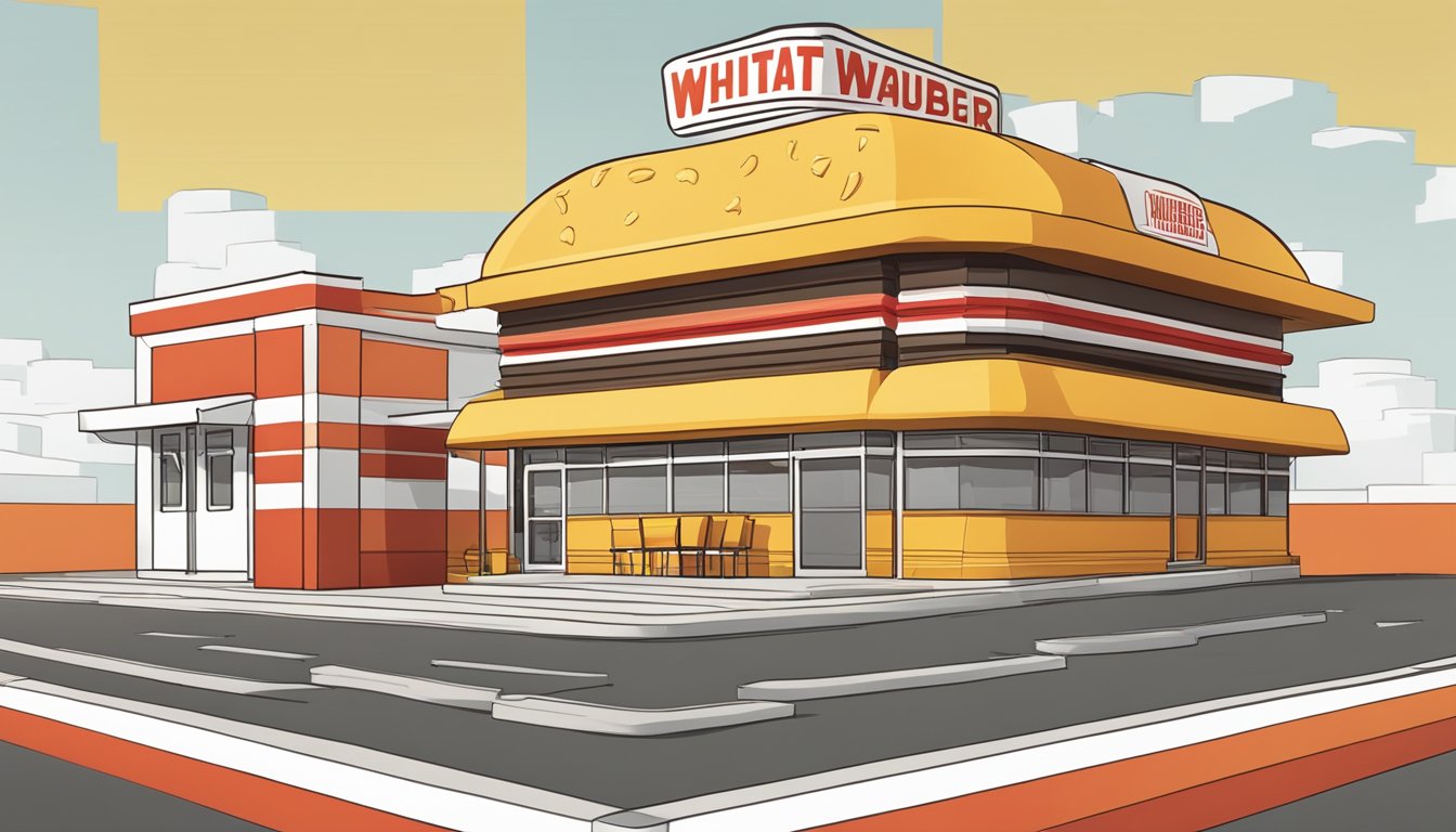 A crowded Whataburger with a red and white color scheme next to an empty Fatburger with a black and yellow color scheme