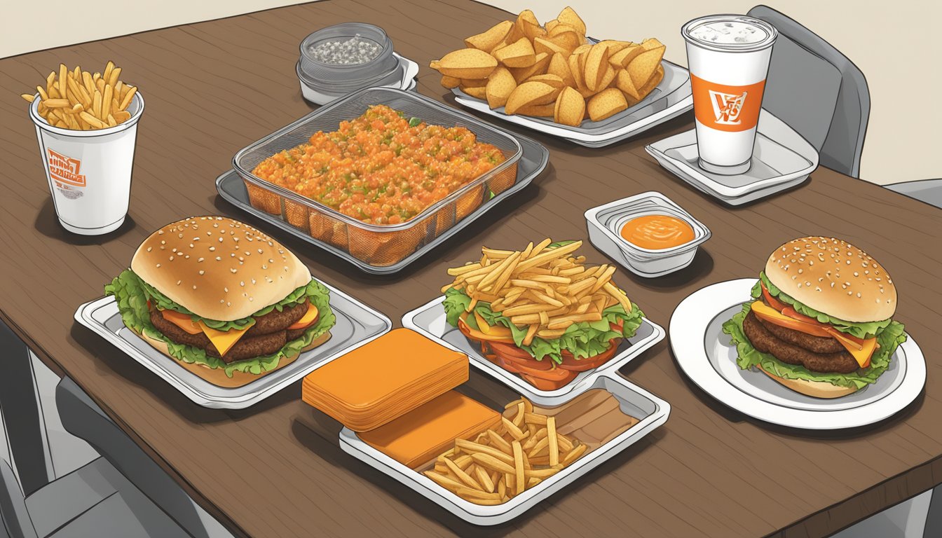 A table with Whataburger and Carl's Jr meals, each with nutritional information displayed