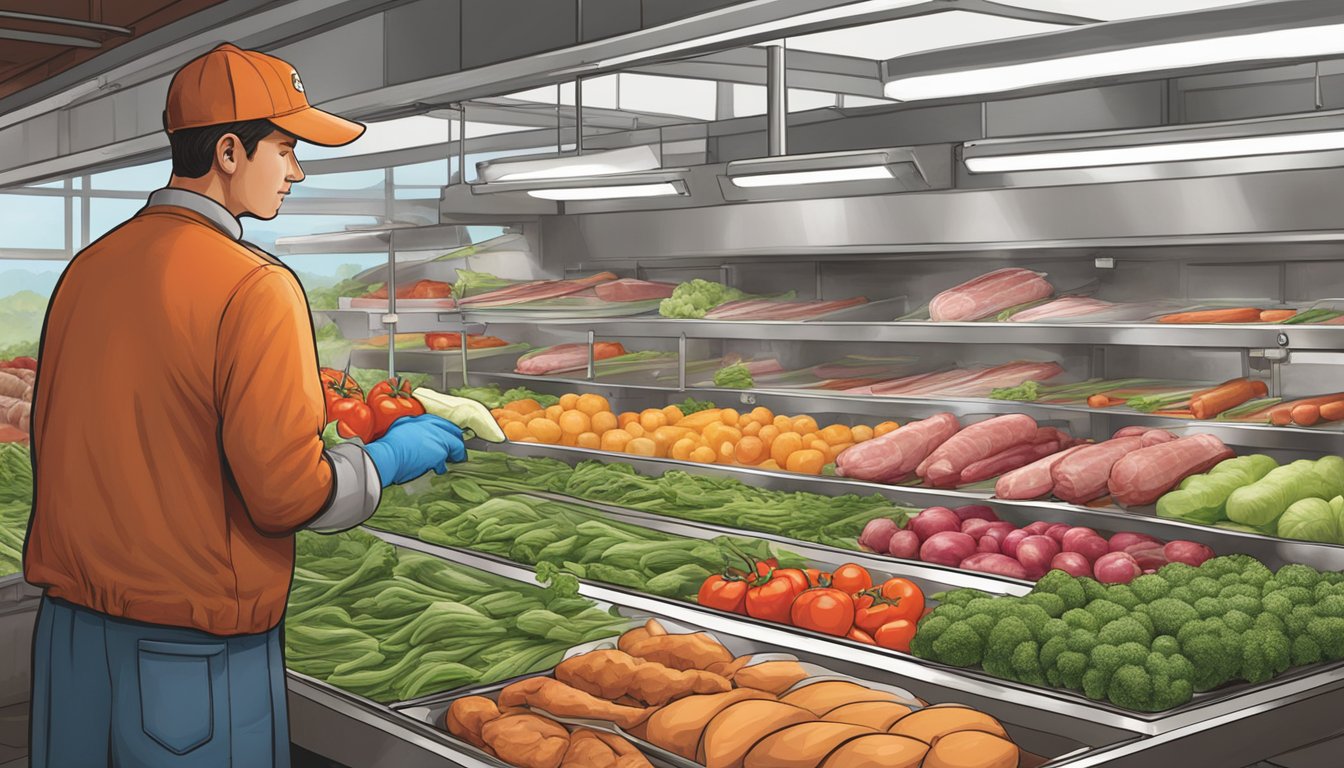 Fresh vegetables and meats being carefully selected and inspected at a local farm for use in Wendy's and Smashburger restaurants