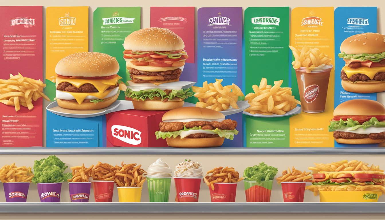 A colorful menu board displays offerings from Sonic Drive-In and Smashburger, side by side for comparison