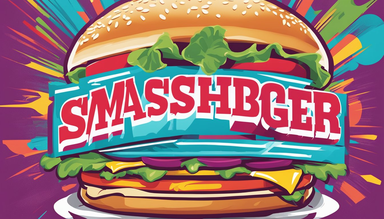 A sizzling burger battle: Smashburger's modern logo clashes with Hardee's classic branding. Bright colors and bold fonts compete for attention