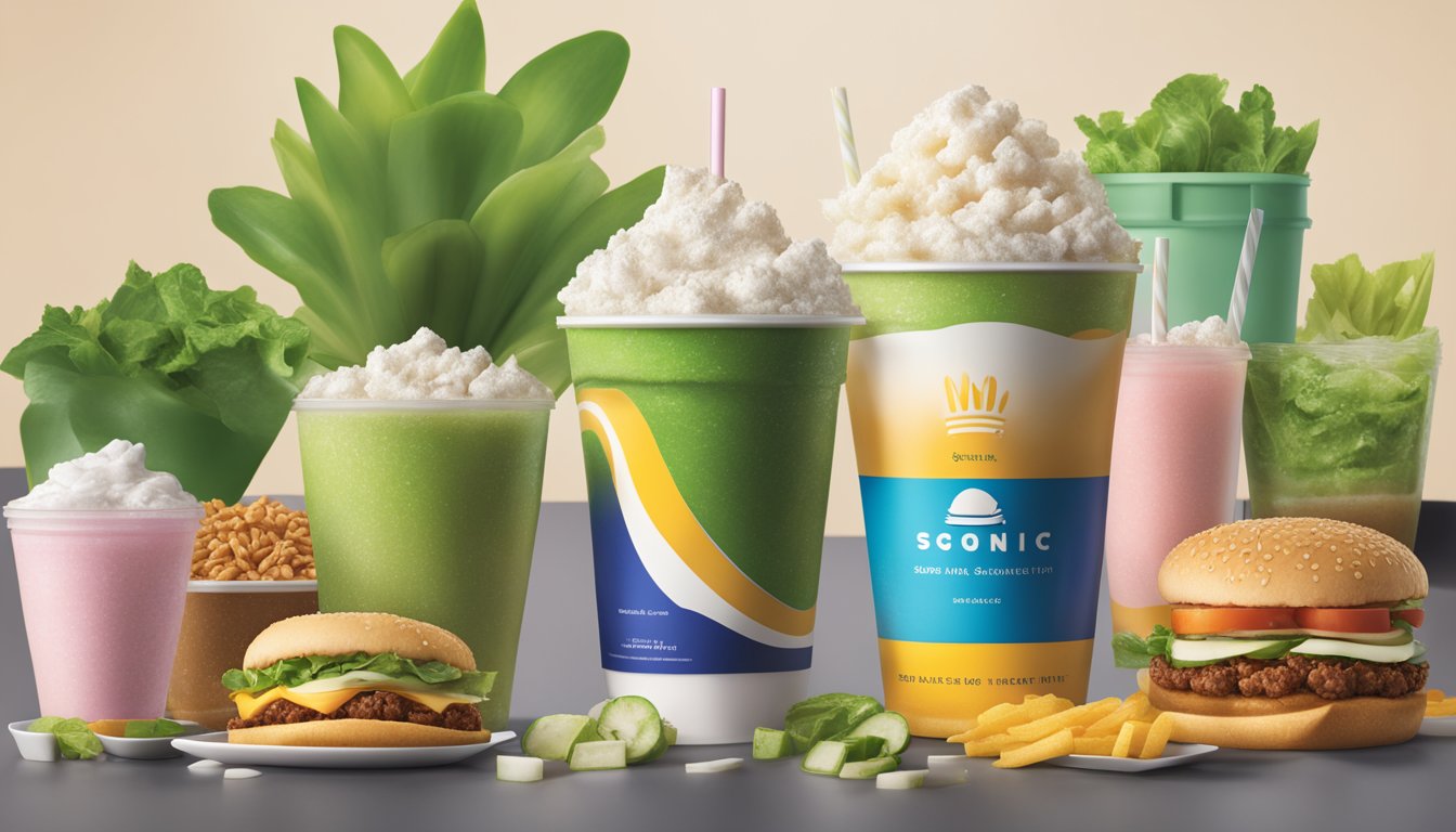 A vibrant display of ingredients and nutritional information for Shake Shack and Sonic Drive-In shakes