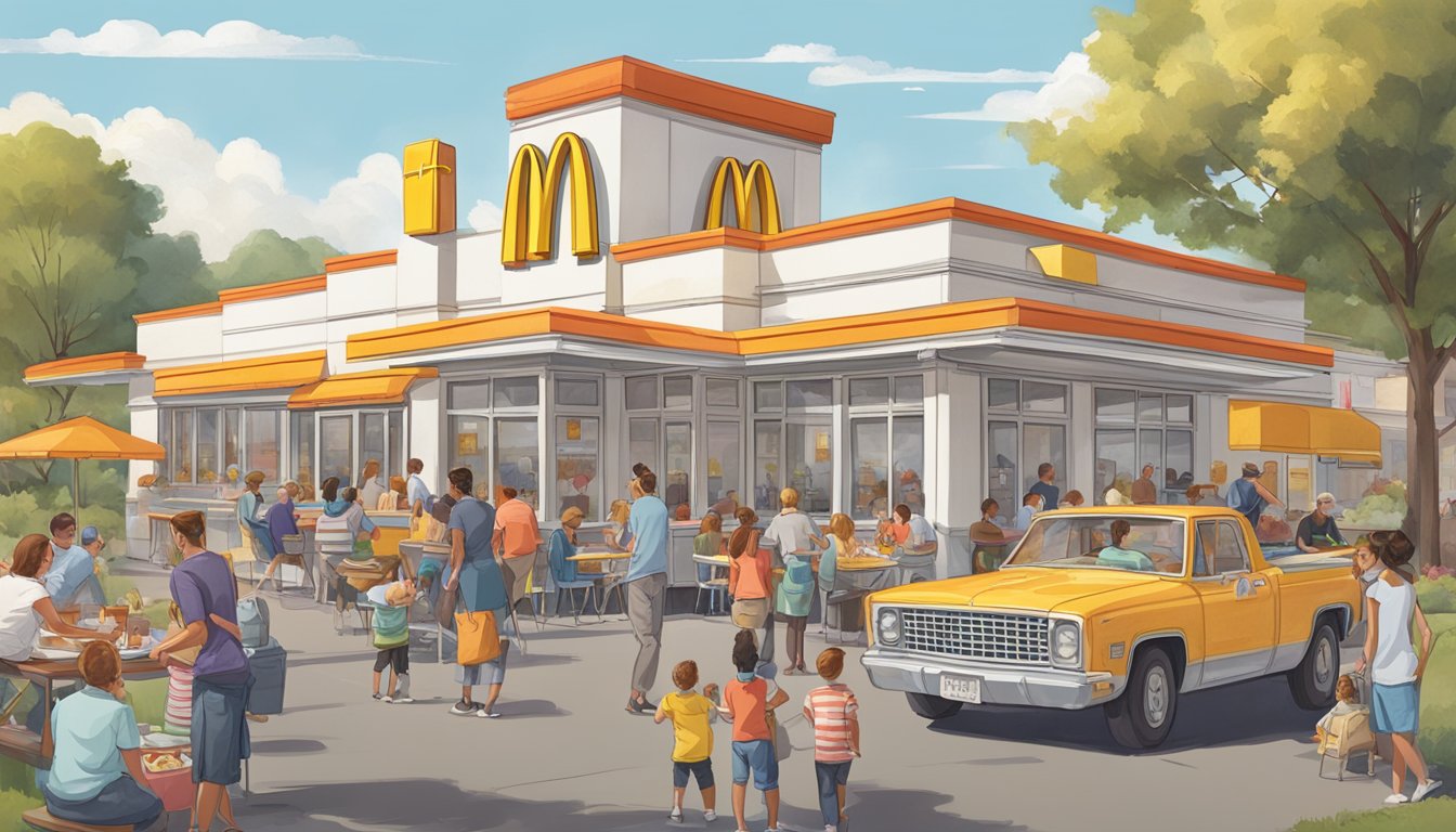 A crowded McDonald's with families and friends enjoying meals, while a White Castle with fewer customers and a more casual atmosphere