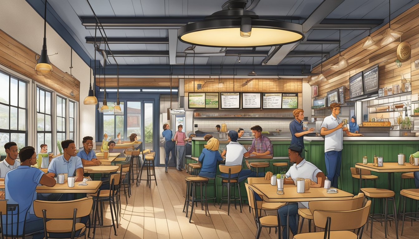 A crowded Shake Shack with modern decor and open kitchen contrasts with a cozy Culver's featuring nostalgic Americana decor and friendly staff