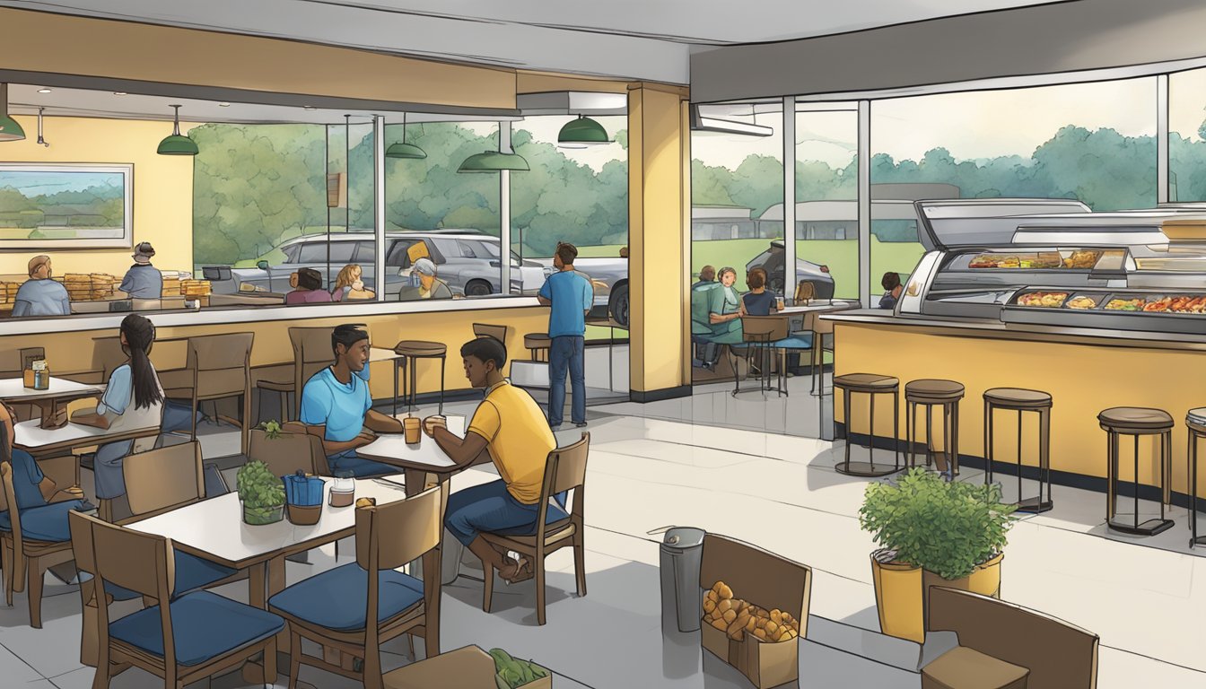 A busy McDonald's drive-thru contrasted with a serene Culver's dining room