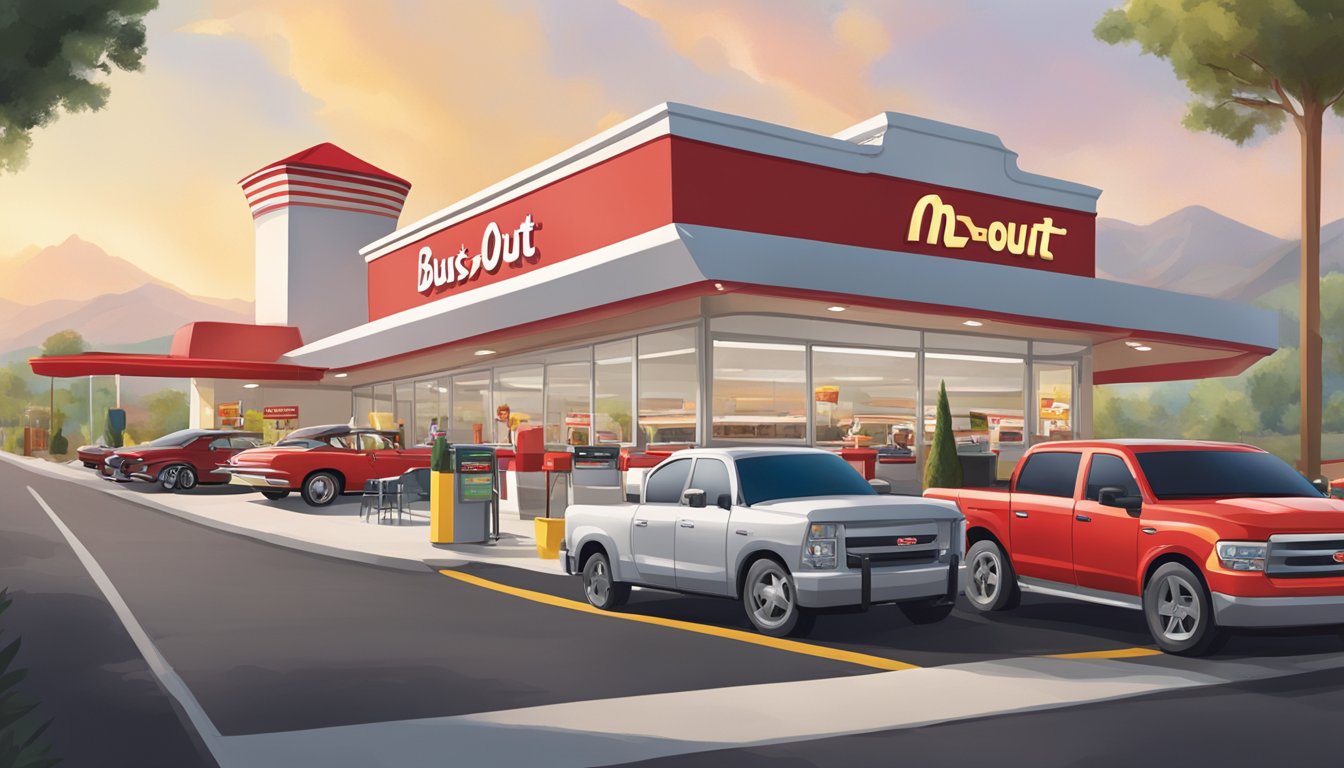 A bustling In-N-Out Burger with a long drive-thru line contrasts with a spacious and accessible Sonic Drive-In with outdoor seating