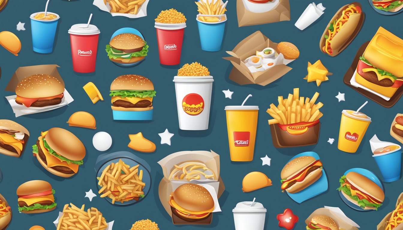 A table with two fast food restaurant logos, surrounded by speech bubbles and emojis, representing online discussions and consumer perceptions