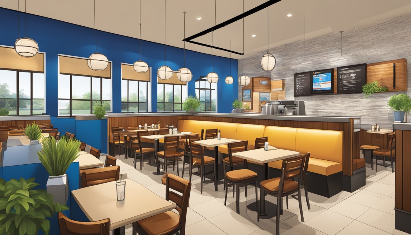 A bustling Culver's with warm lighting and wooden booths contrasts a modern Smashburger with sleek decor and vibrant colors