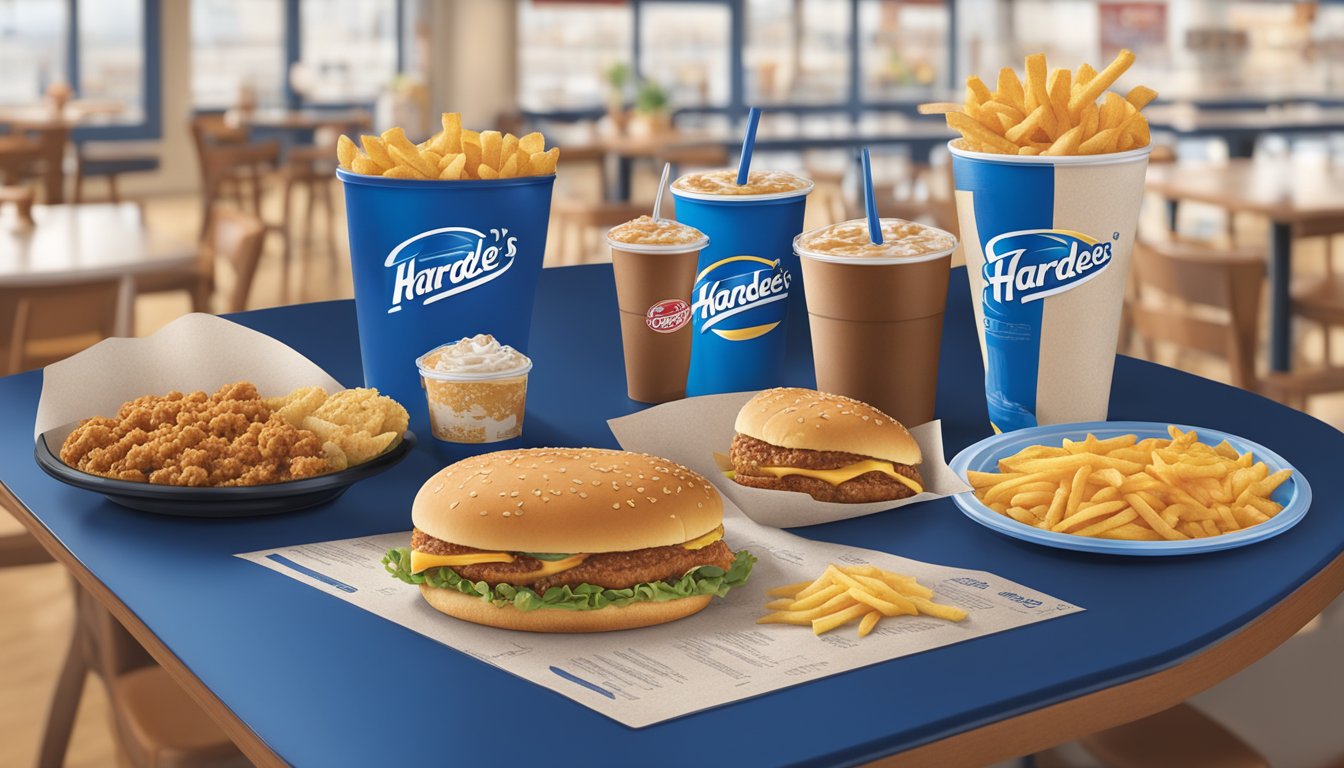 A table with Culver's and Hardee's menu items side by side, surrounded by their respective logos and branding