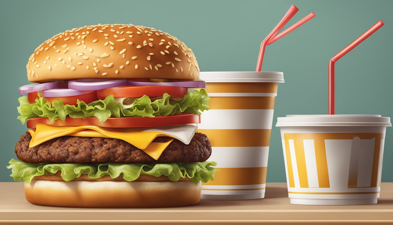 Two fast food restaurants' burger offerings displayed side by side for comparison