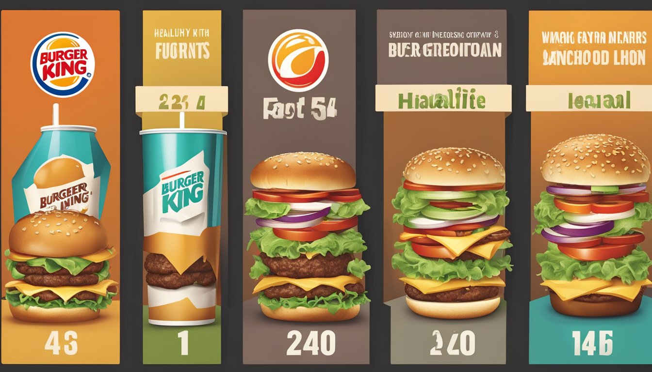 A comparison of Burger King and Jack in the Box logos with healthy food options displayed on one side and unhealthy options on the other