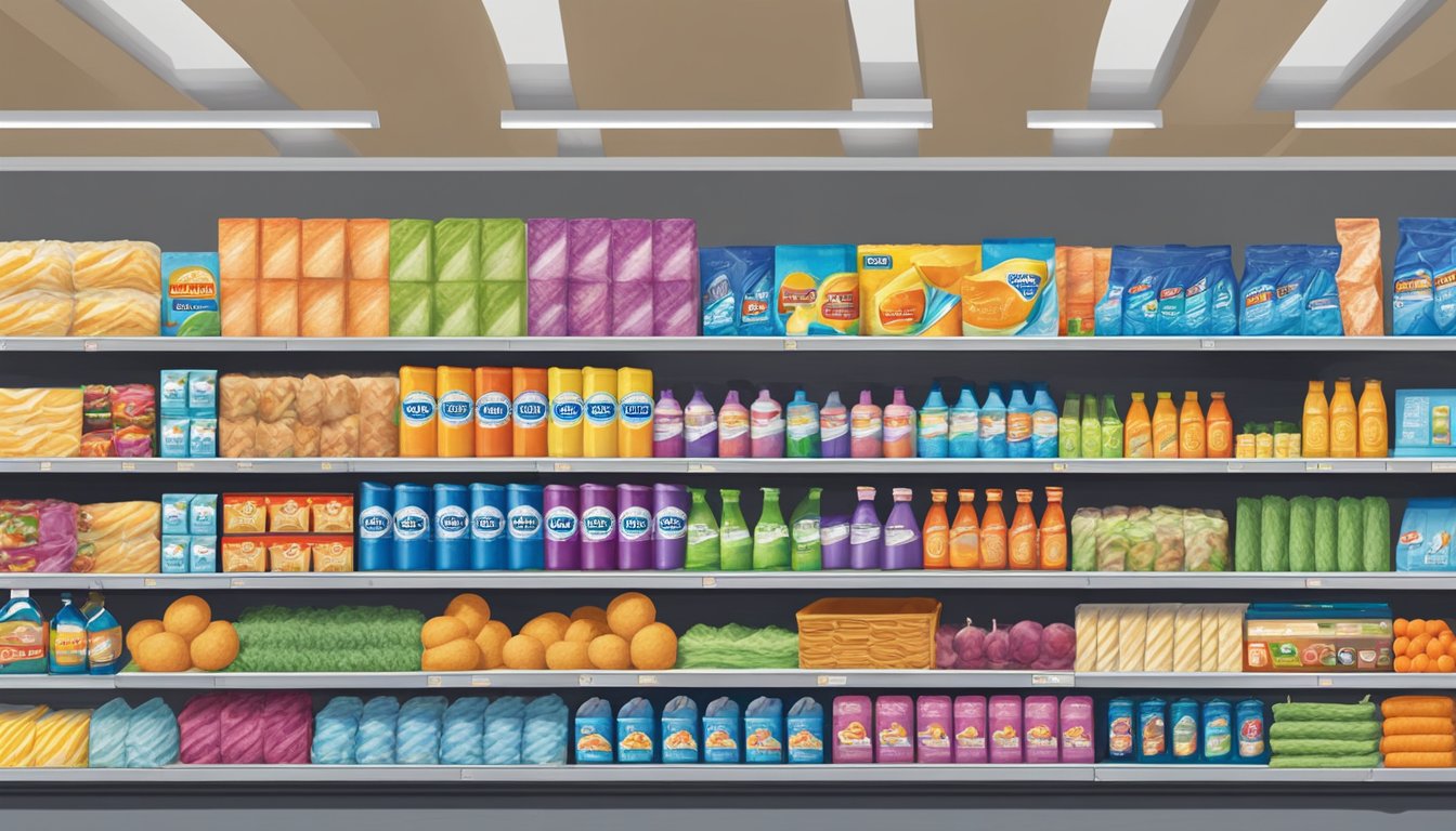 A colorful display of Aldi's Boulder Paper Towels next to a row of grocery store shelves, showcasing their value and quality for budget-conscious shoppers