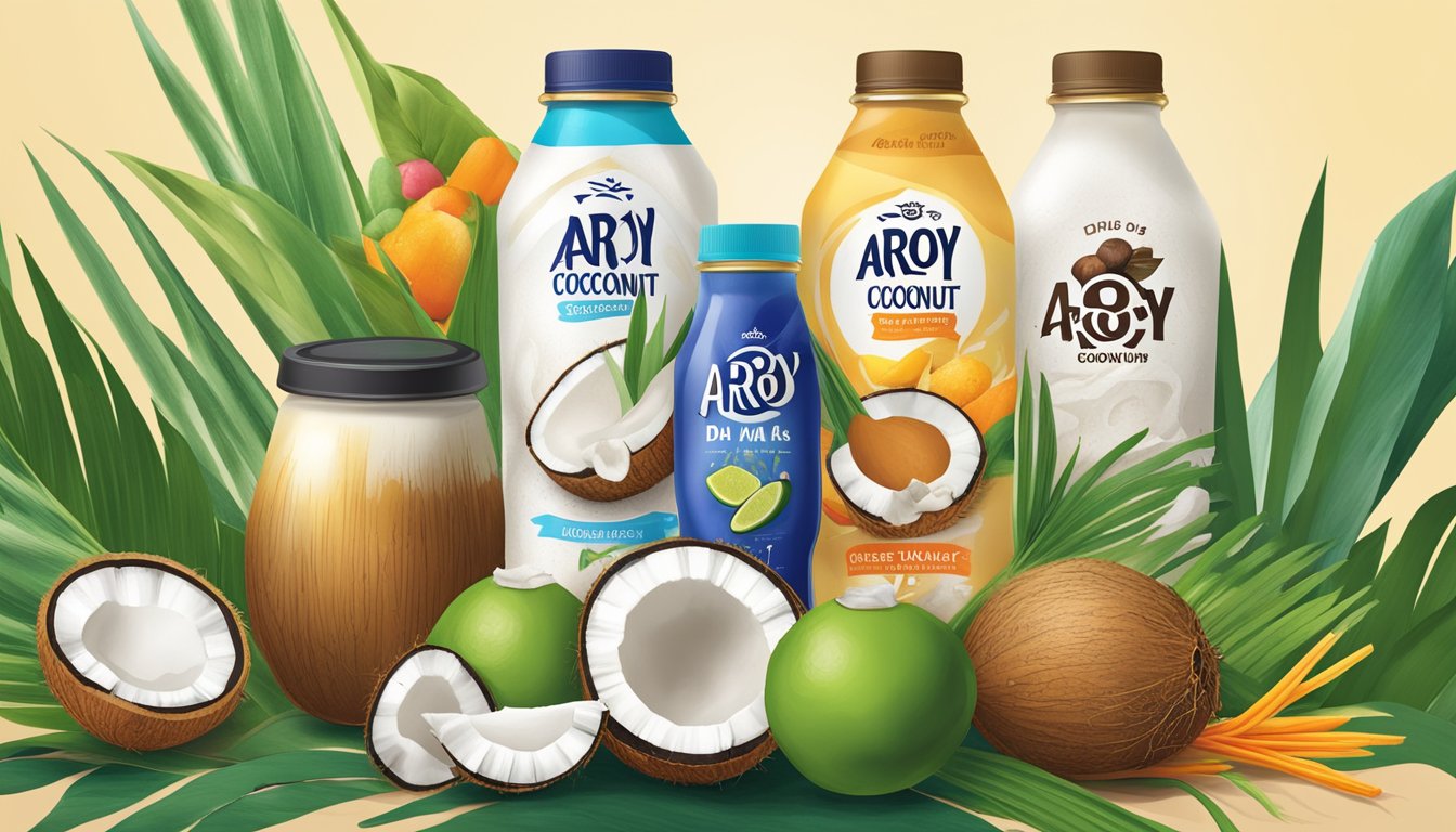 Aroy-D Coconut Milk surrounded by vibrant Asian grocery items, evoking the essence of Asian flavors