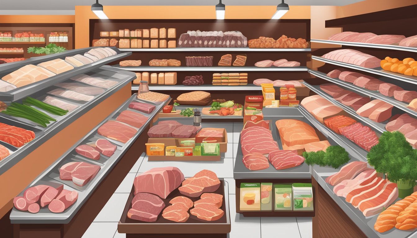 A display of fresh, high-quality meats and animal products at a well-stocked grocery store, with a variety of cuts and options for carnivore diet enthusiasts