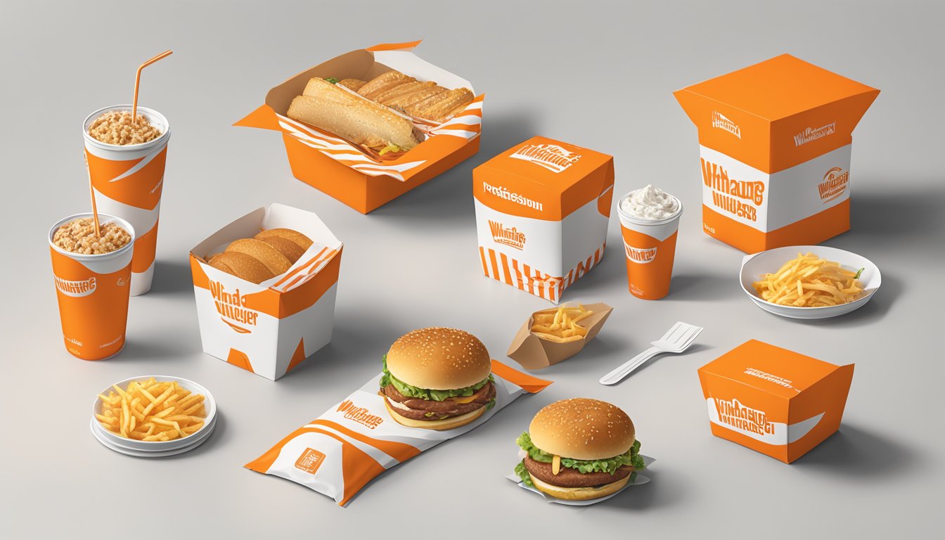 A Whataburger meal ordered online, with the iconic orange and white packaging arranged on a table