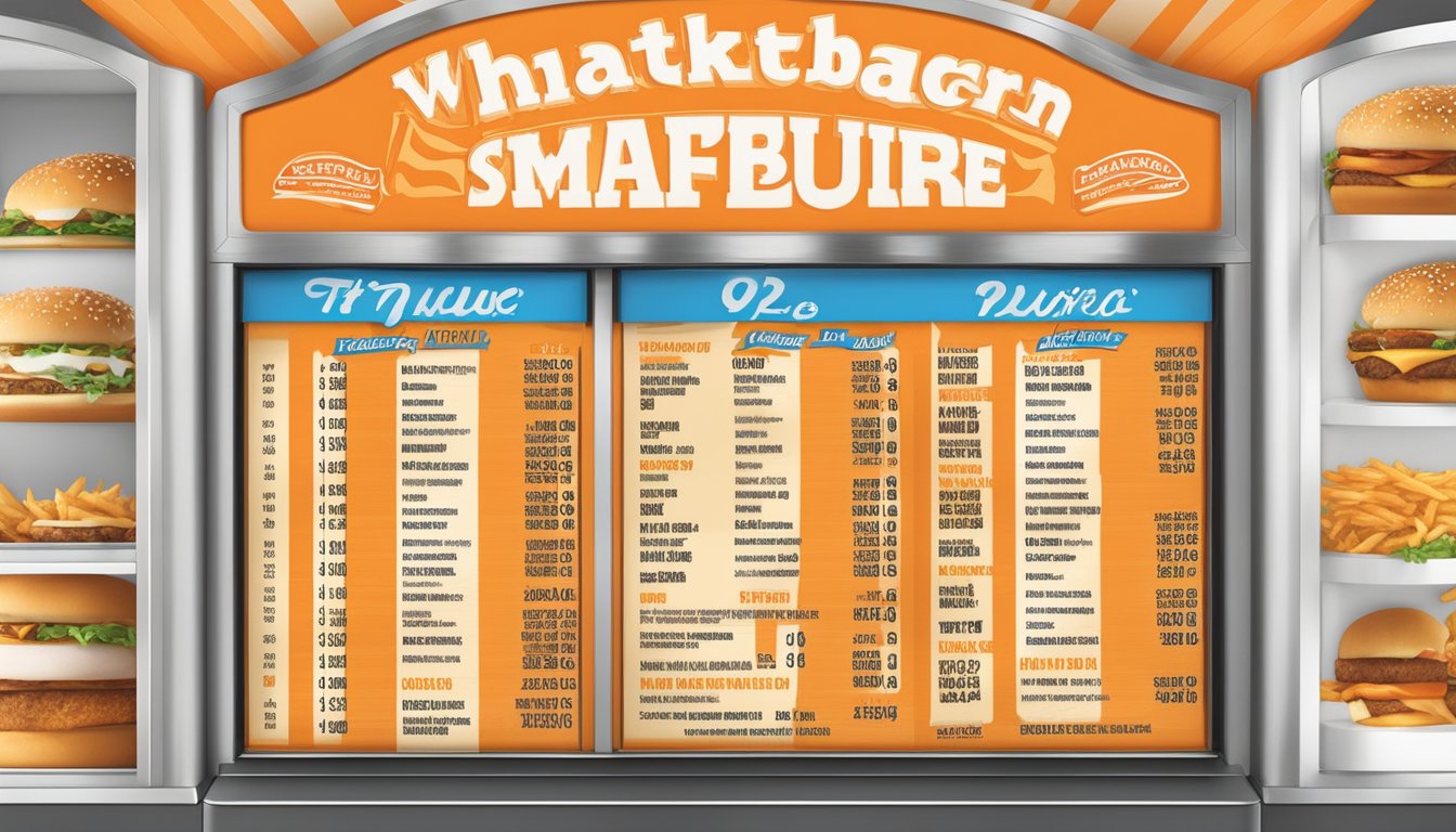 A menu board displays signature items and prices at Whataburger