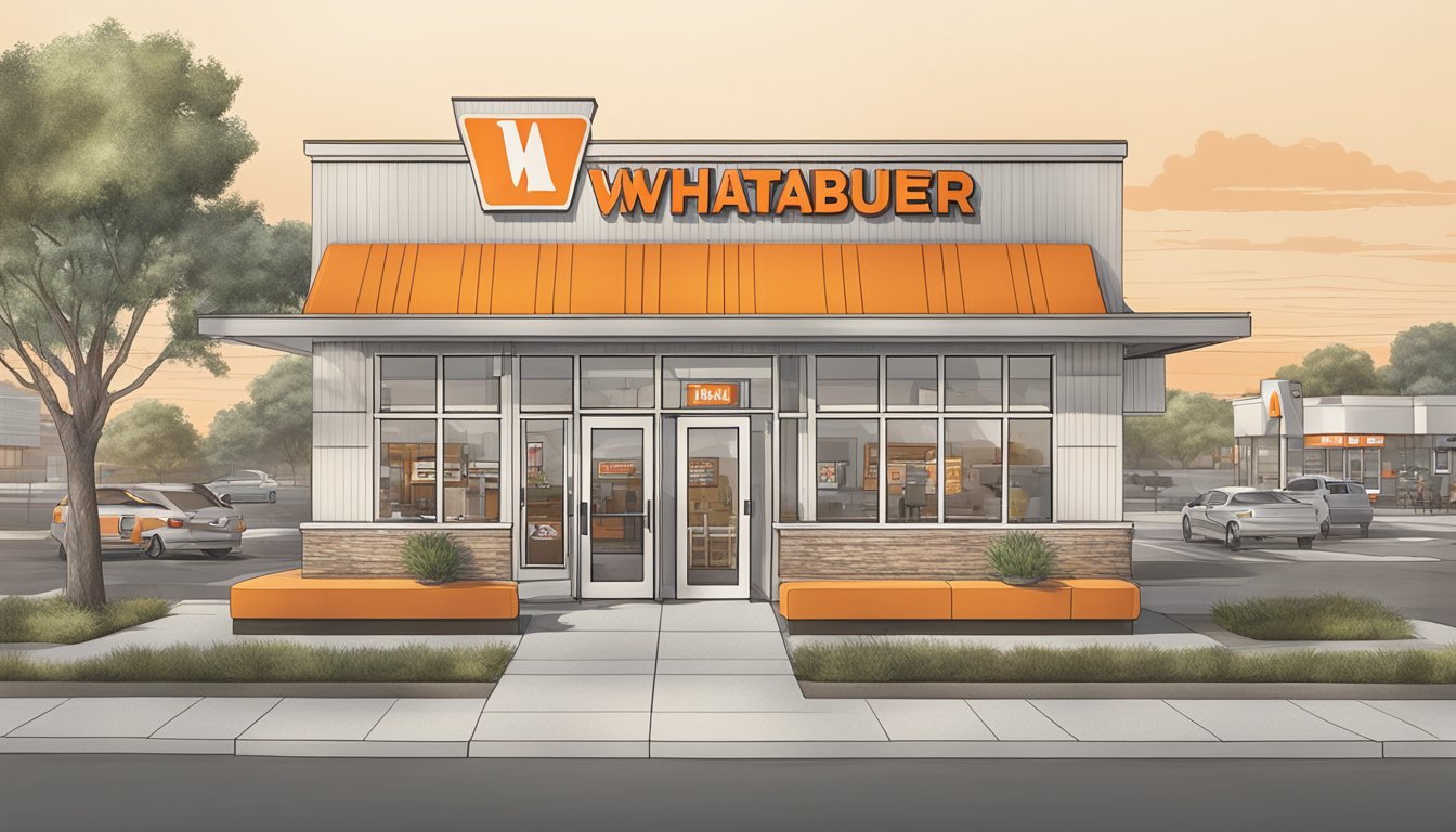 A bustling Whataburger restaurant in Kansas City, MO, with a prominent loyalty and rewards program sign displayed near the entrance