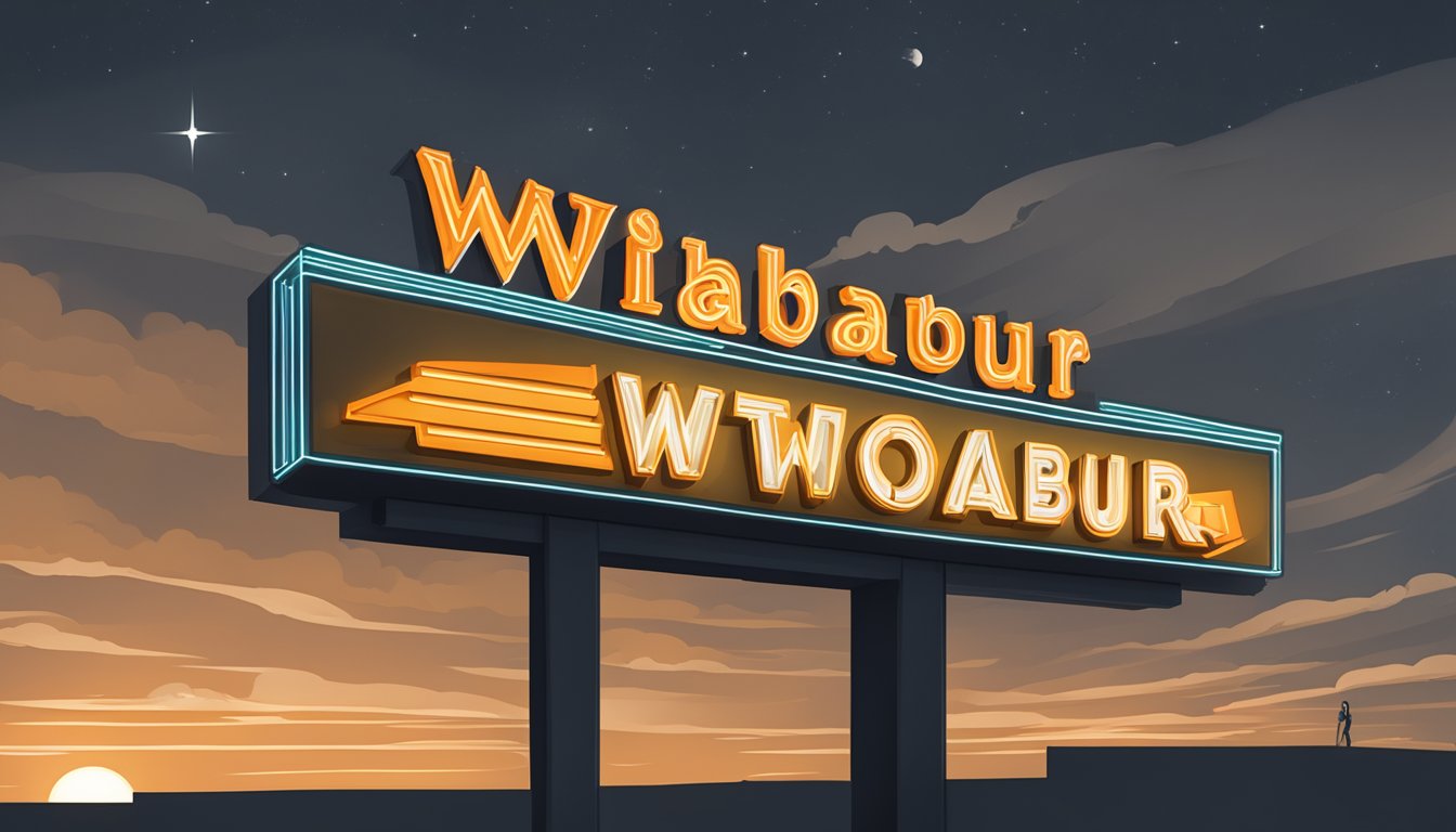 The Whataburger sign glowing against a darkening sky, with a clock showing closing time