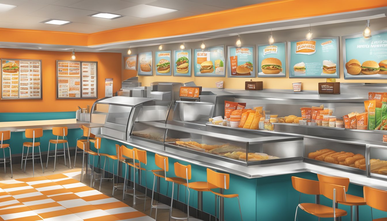 A bustling Whataburger restaurant in South Carolina with a colorful menu board and a variety of service offerings