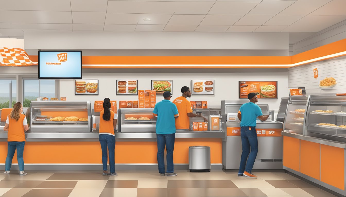 Customers at a Whataburger in Athens, GA, choose from a variety of ordering options at the counter or through a digital kiosk