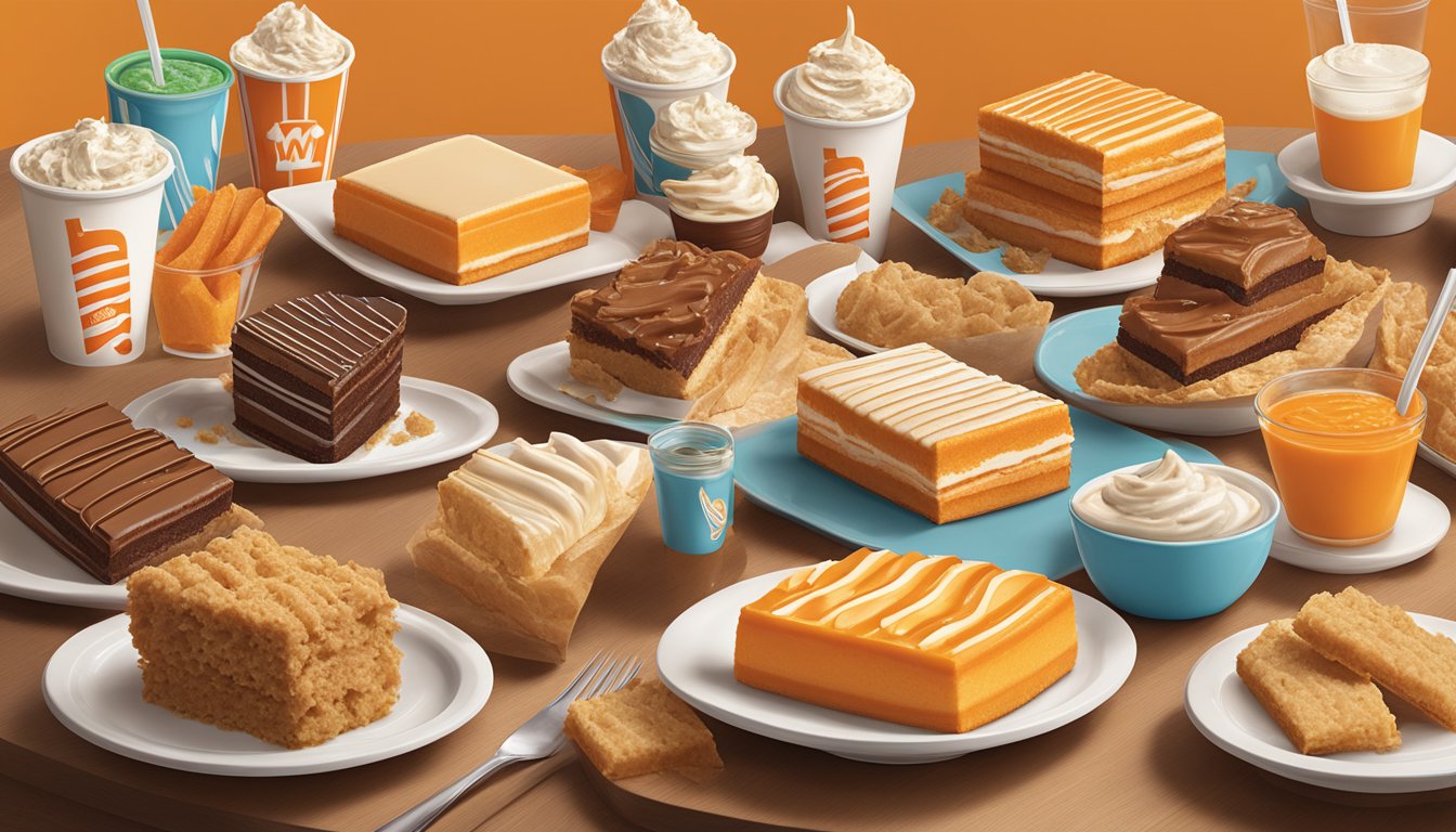 A mouthwatering spread of Whataburger desserts and sides on a table in Kansas City