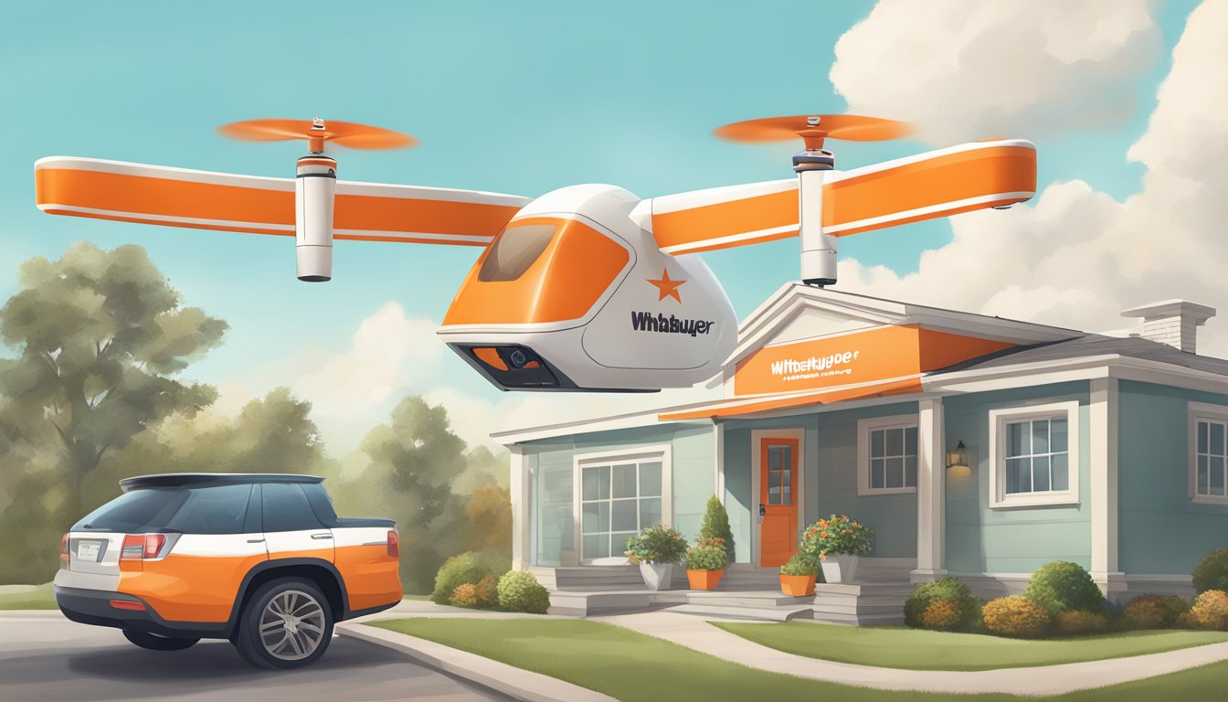 A drone delivering Whataburger meals to a customer's doorstep in Georgia