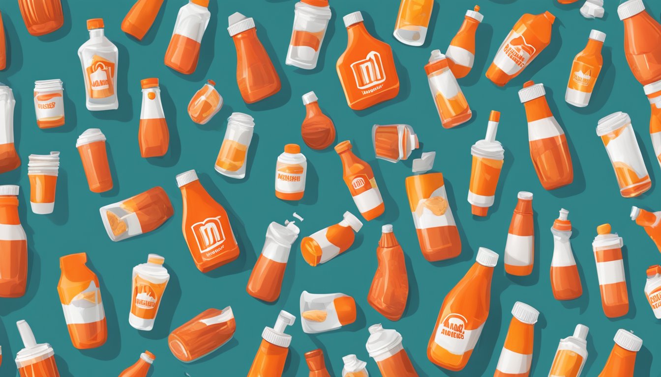 A close-up of a ketchup bottle with the Whataburger logo, surrounded by scattered user data and privacy icons