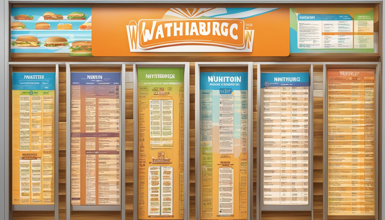 A colorful menu board featuring innovative Whataburger nutrition facts and menu options