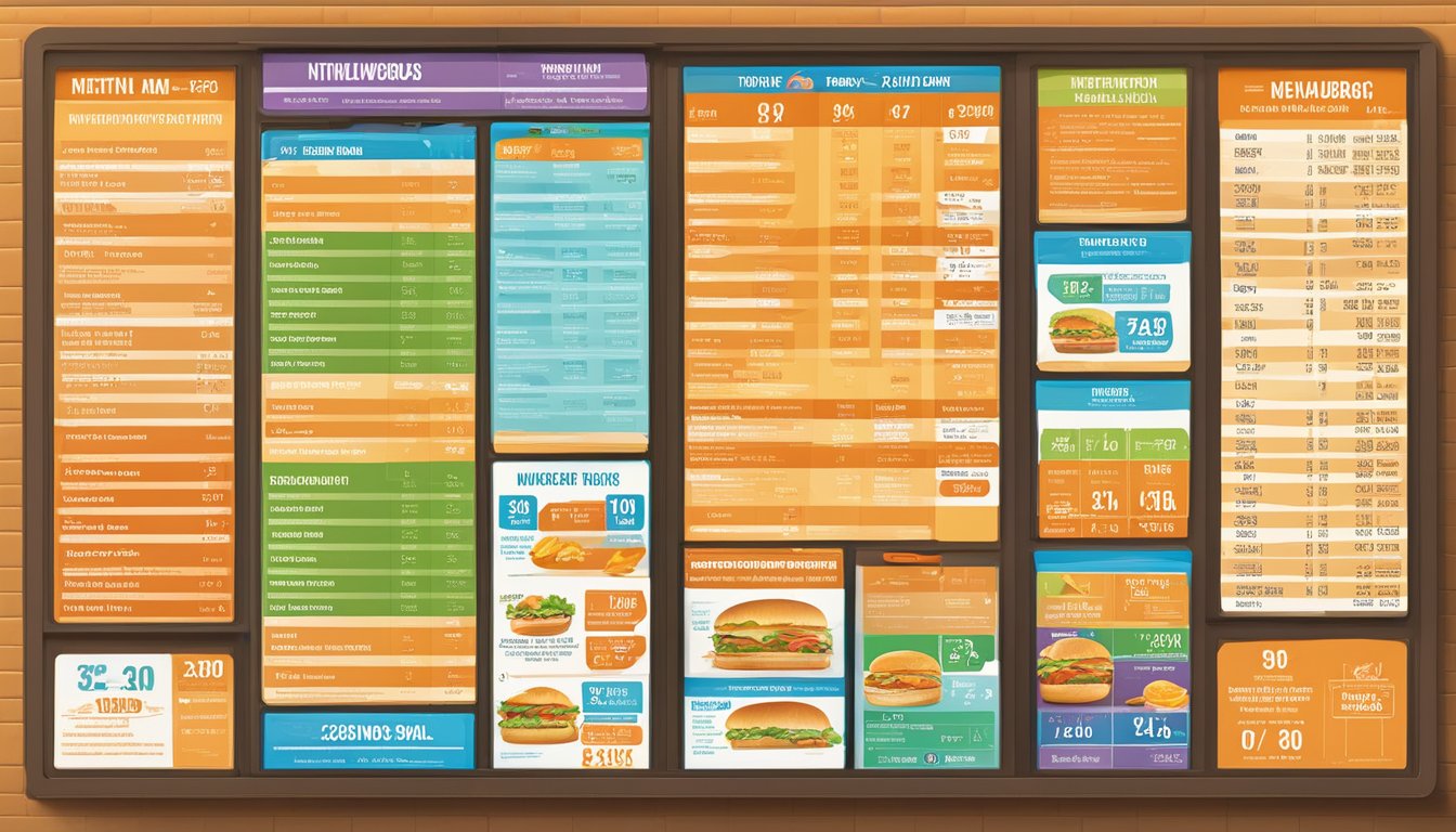 A colorful menu board displaying nutritional information and a health score for Whataburger in El Paso, Texas