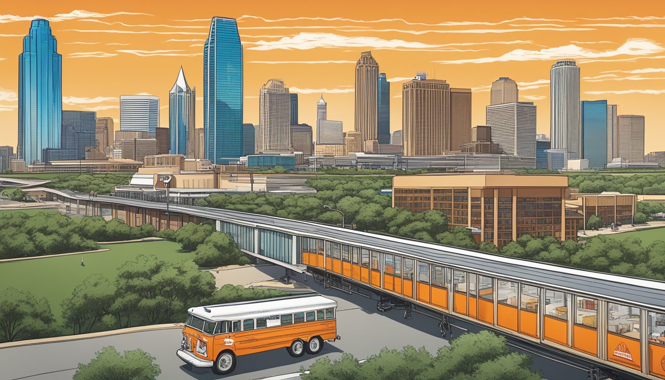 The bustling city of Dallas with its iconic skyline serves as the backdrop for the first Whataburger location, a beacon of Texan pride and tradition