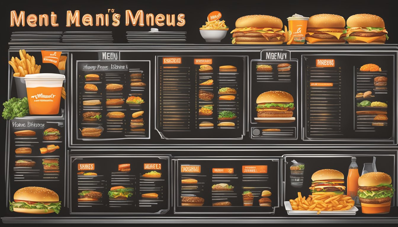 A glowing menu board with images of Whataburger's top menu items highlighted