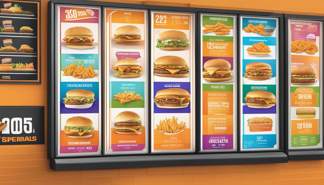 A colorful Whataburger menu board displays 2023 promotions and specials with corresponding prices