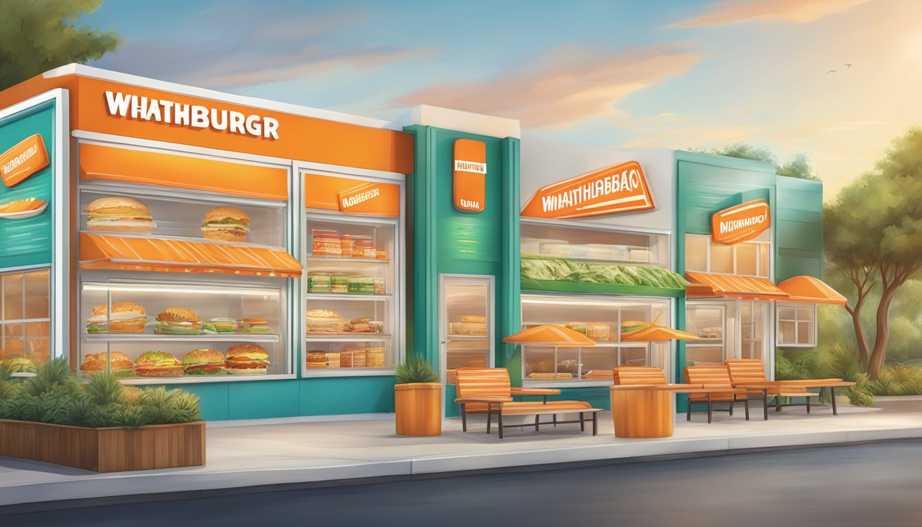 A colorful menu board featuring various dietary options and nutritional information for Whataburger in Orlando