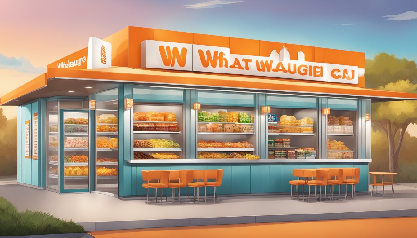 A colorful menu board displays various sides and snacks with corresponding prices at Whataburger in 2024