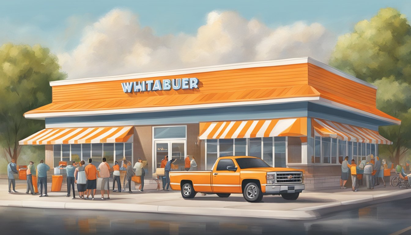 A bustling Whataburger restaurant in Tennessee, surrounded by happy customers and a thriving local economy