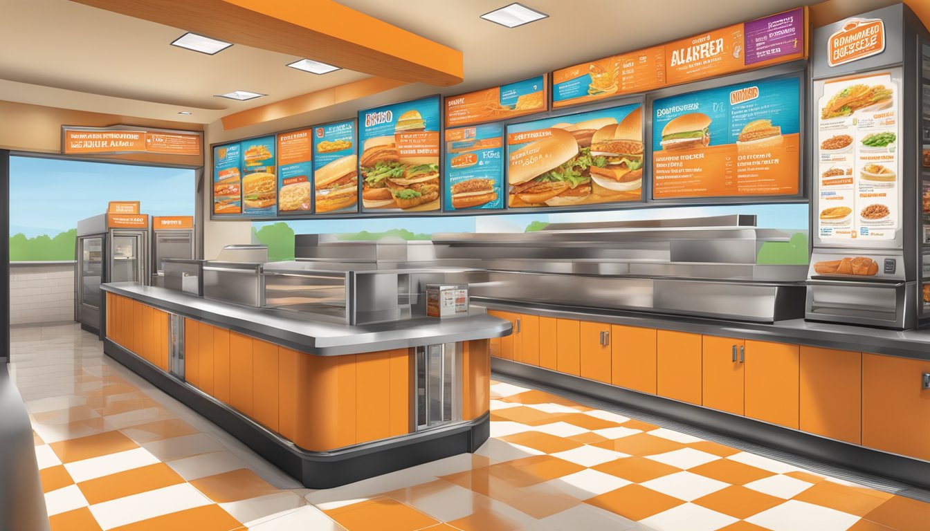 A colorful menu board at Whataburger with special features highlighted