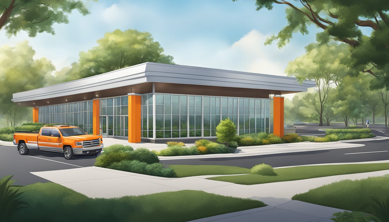 The WhatABurger corporate office in Tennessee, with a modern building, surrounded by lush greenery and a welcoming entrance