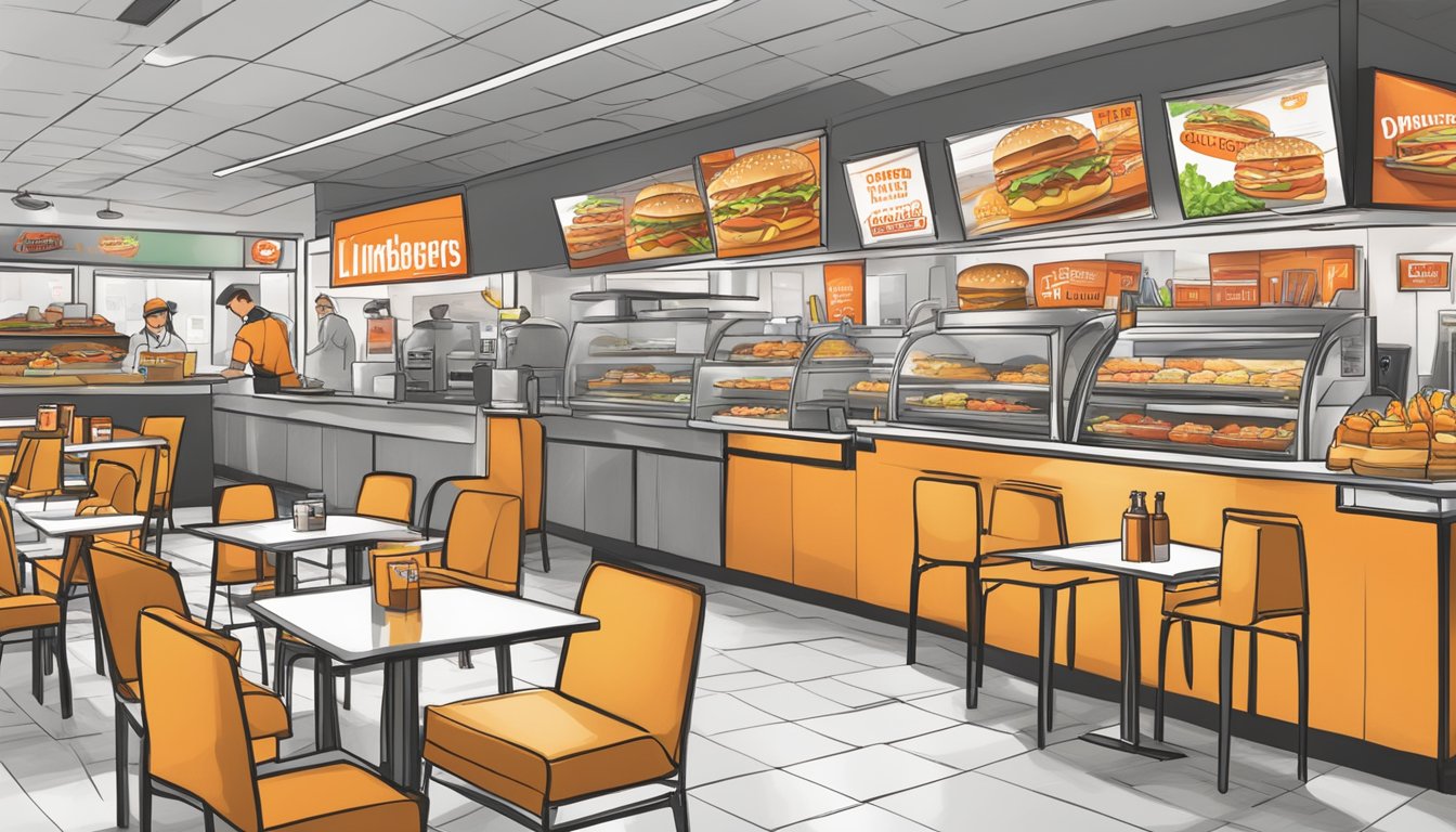 A bustling fast-food restaurant with a prominent "Special Promotions and Limited-Time Offers" display, alongside a hidden "whataburger secret menu" sign