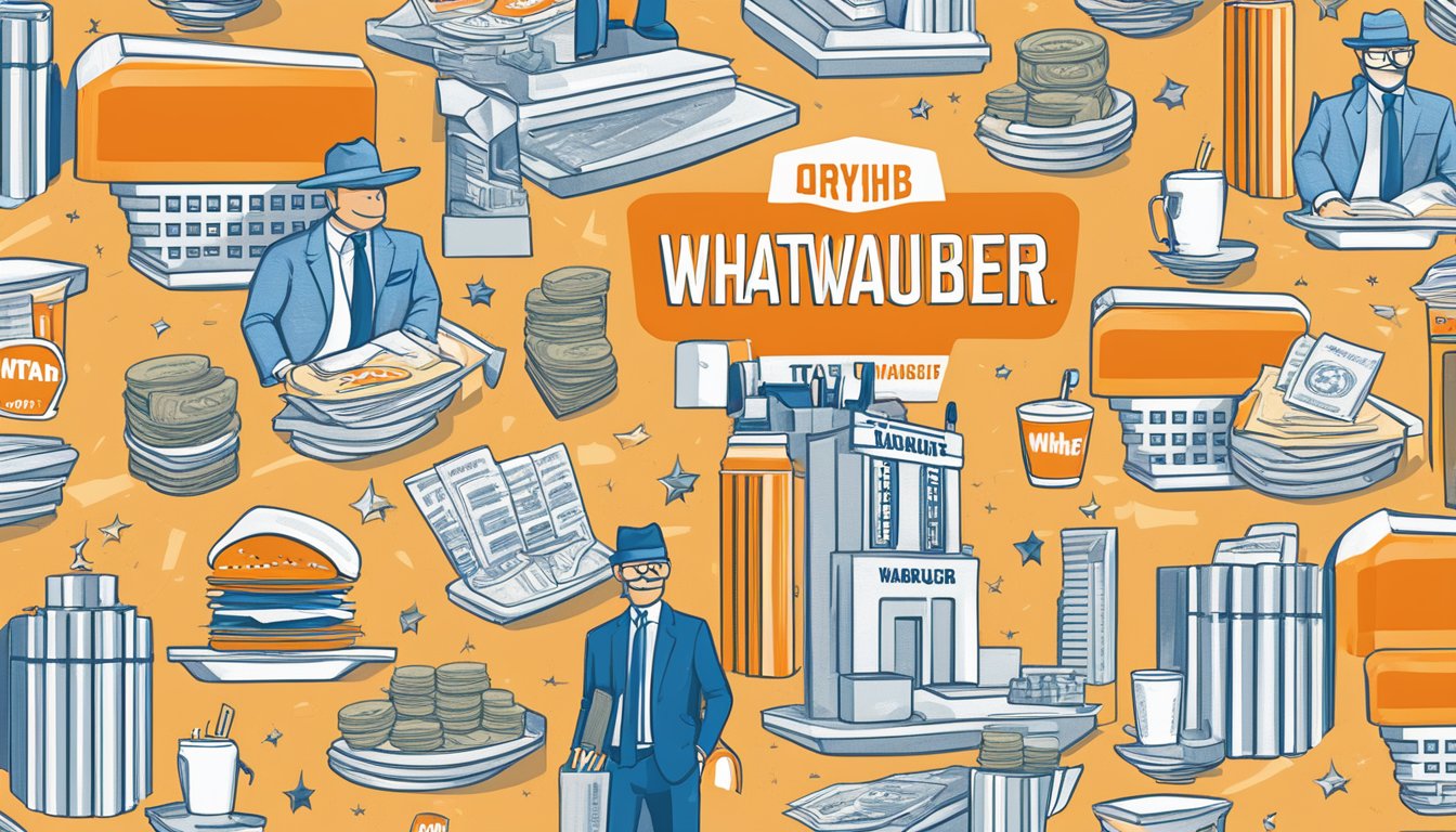 A Whataburger logo surrounded by various salary figures and job titles