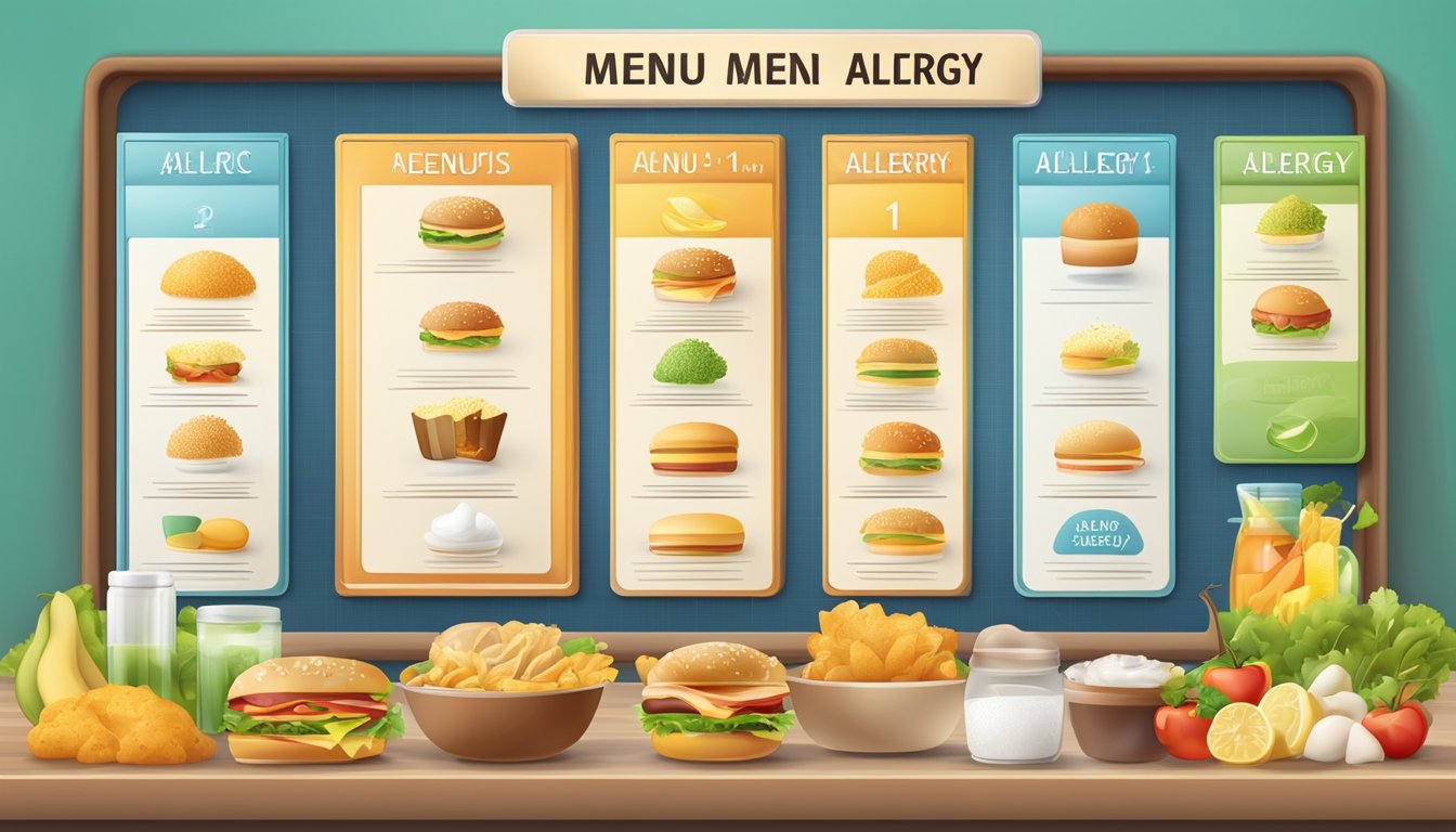 A colorful menu board with clear allergy icons for each item