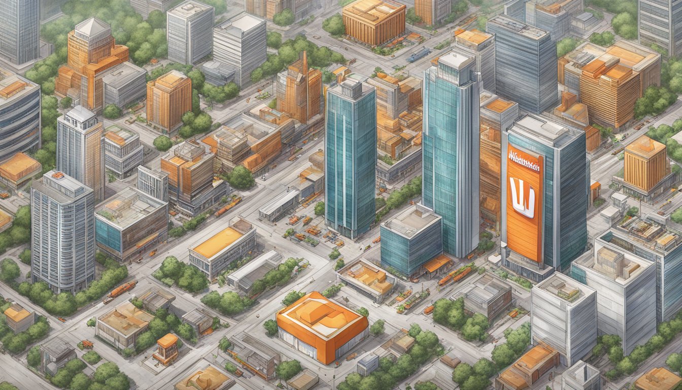 A bustling city with multiple WhatABurger locations, some under construction for expansion