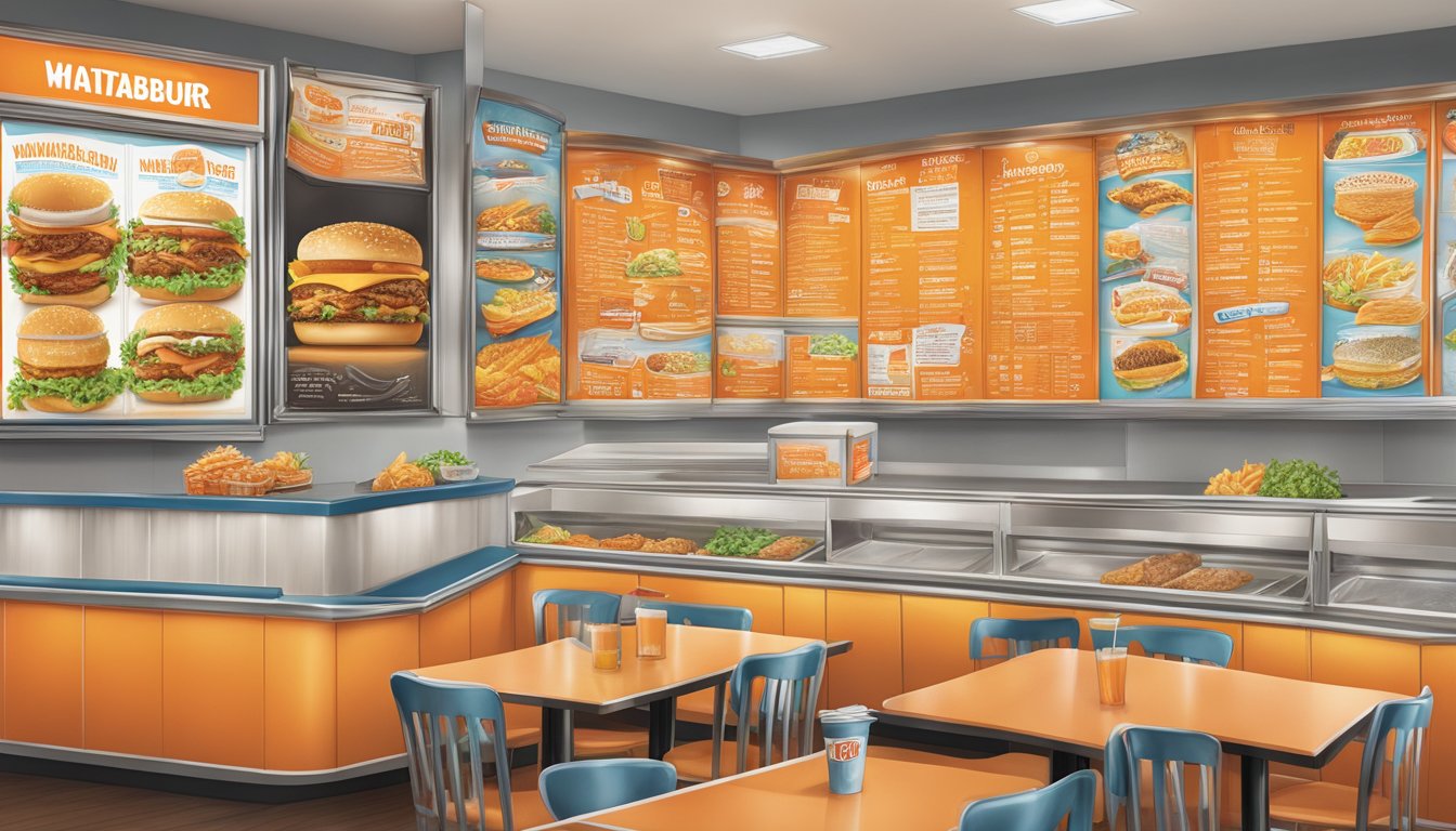 A colorful menu board displays Whataburger offerings in Amarillo