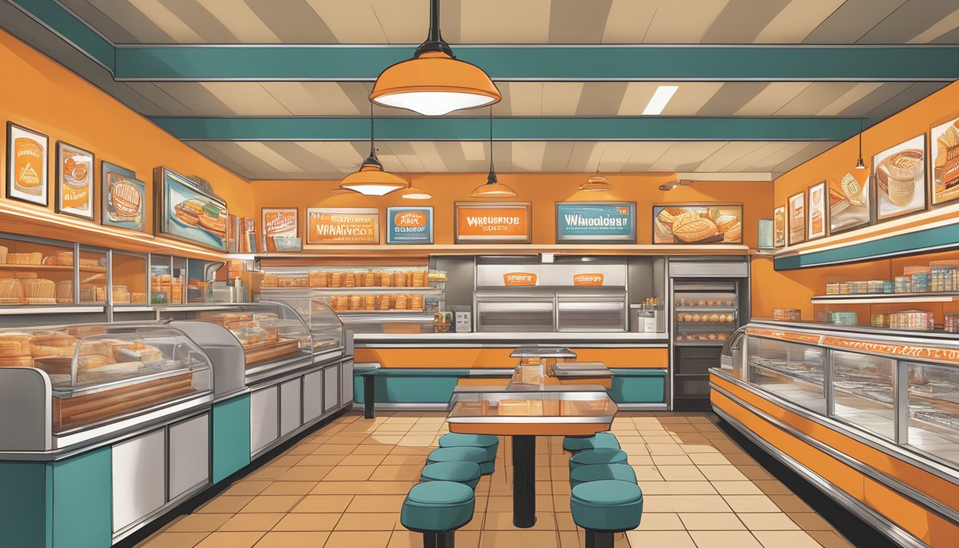 A bustling Whataburger in Fort Worth, Texas, with shelves of branded merchandise and a retro-inspired aesthetic