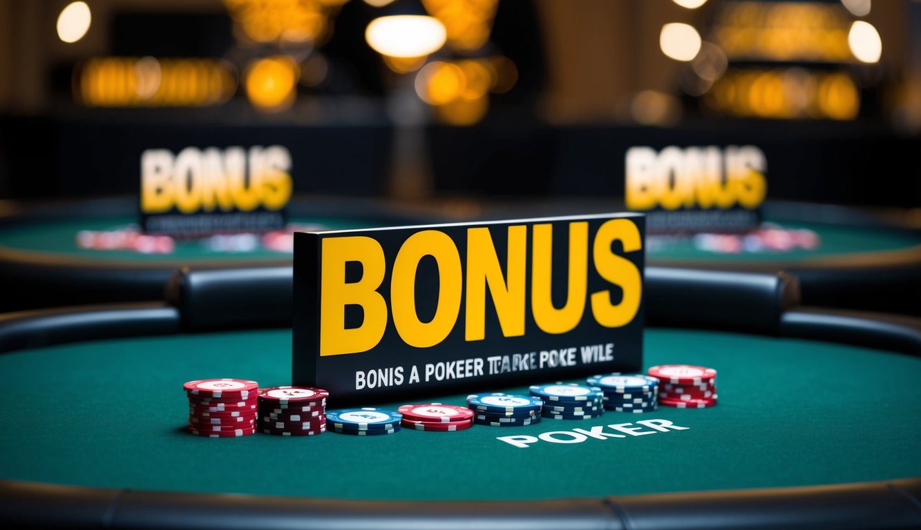 Meja poker dengan bonus besar yang ditampilkan dengan jelas