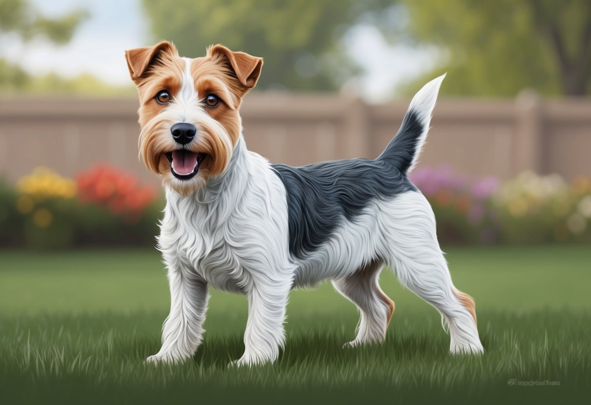 A Wire Fox Terrier dog confidently stands with alert eyes and a playful expression, showcasing its energetic and friendly personality traits