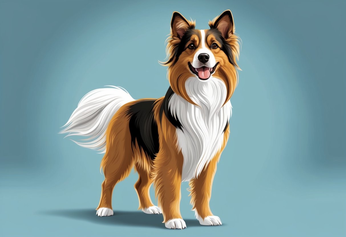 A Löwchen dog standing proudly with a flowing, long coat and a lively expression on its face, showcasing its friendly and confident demeanor