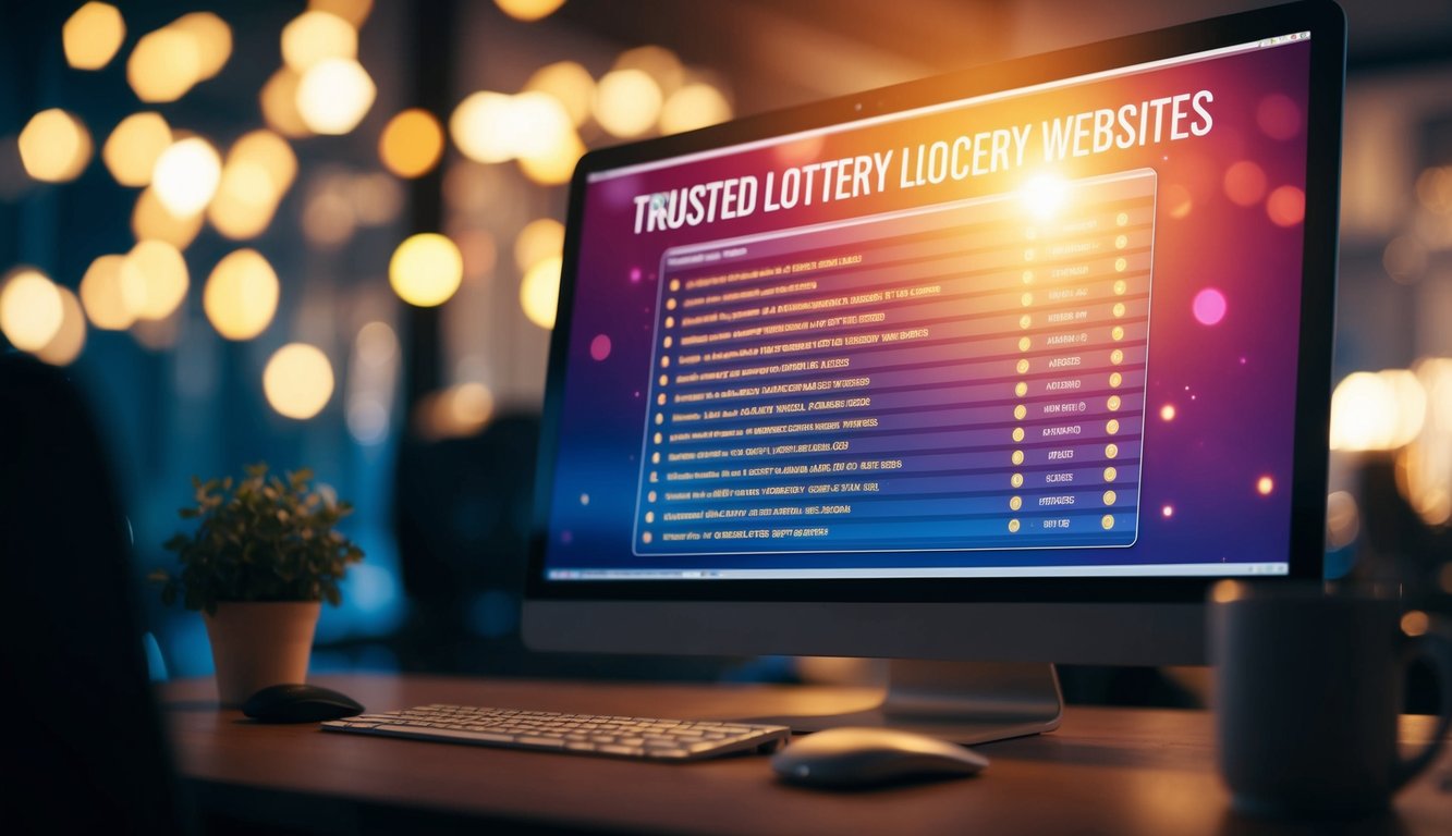 Sebuah layar komputer yang bersinar menampilkan daftar situs web lotere terpercaya